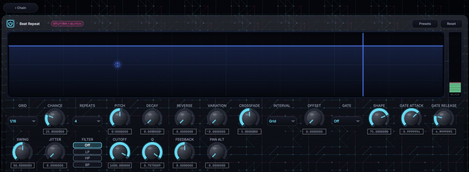Beat Repeat module editor in GhostInTheMachine