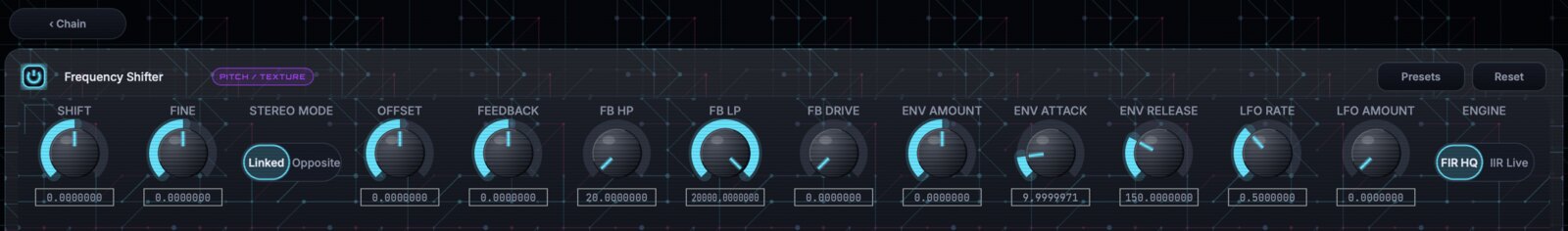 Frequency Shifter module editor in GhostInTheMachine