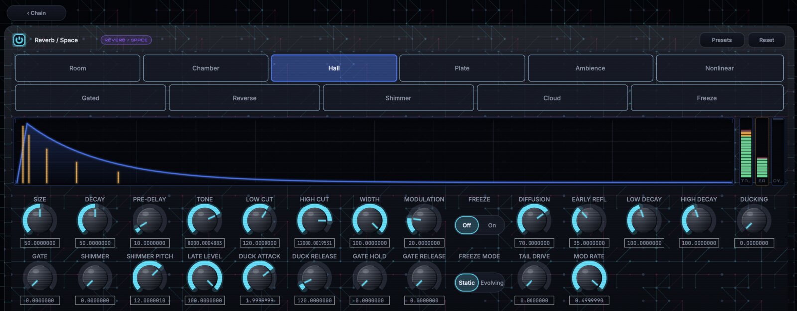Reverb / Space module editor in GhostInTheMachine