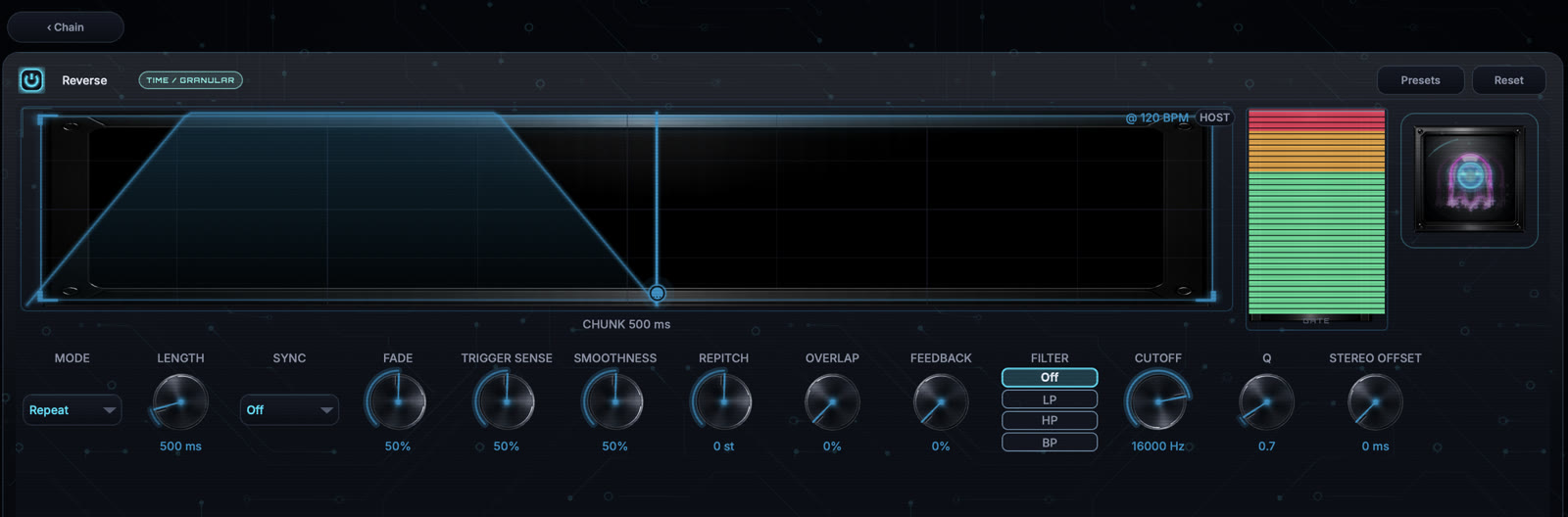 Reverse module editor with the current image-based knob interface