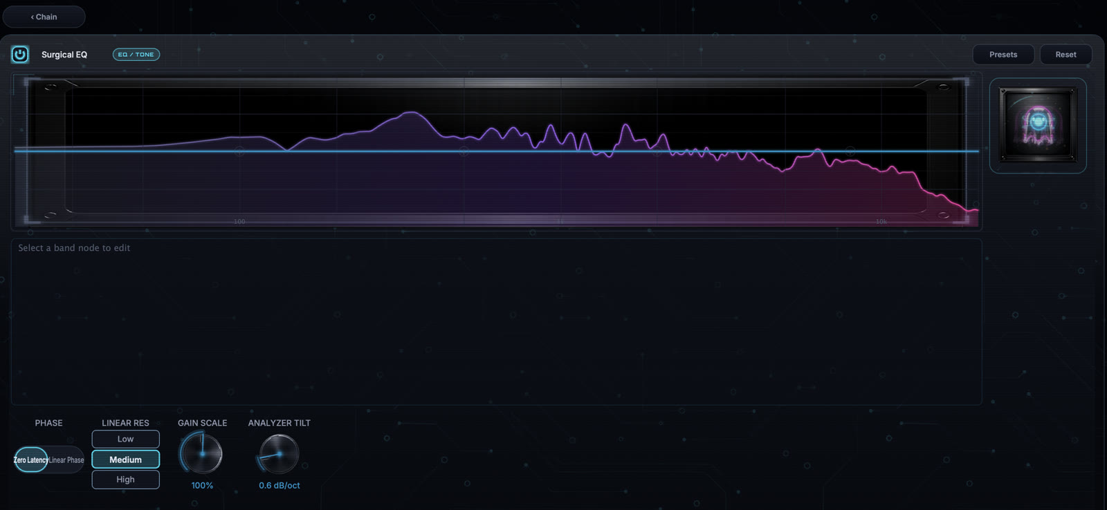 Surgical EQ module editor with the current image-based knob interface