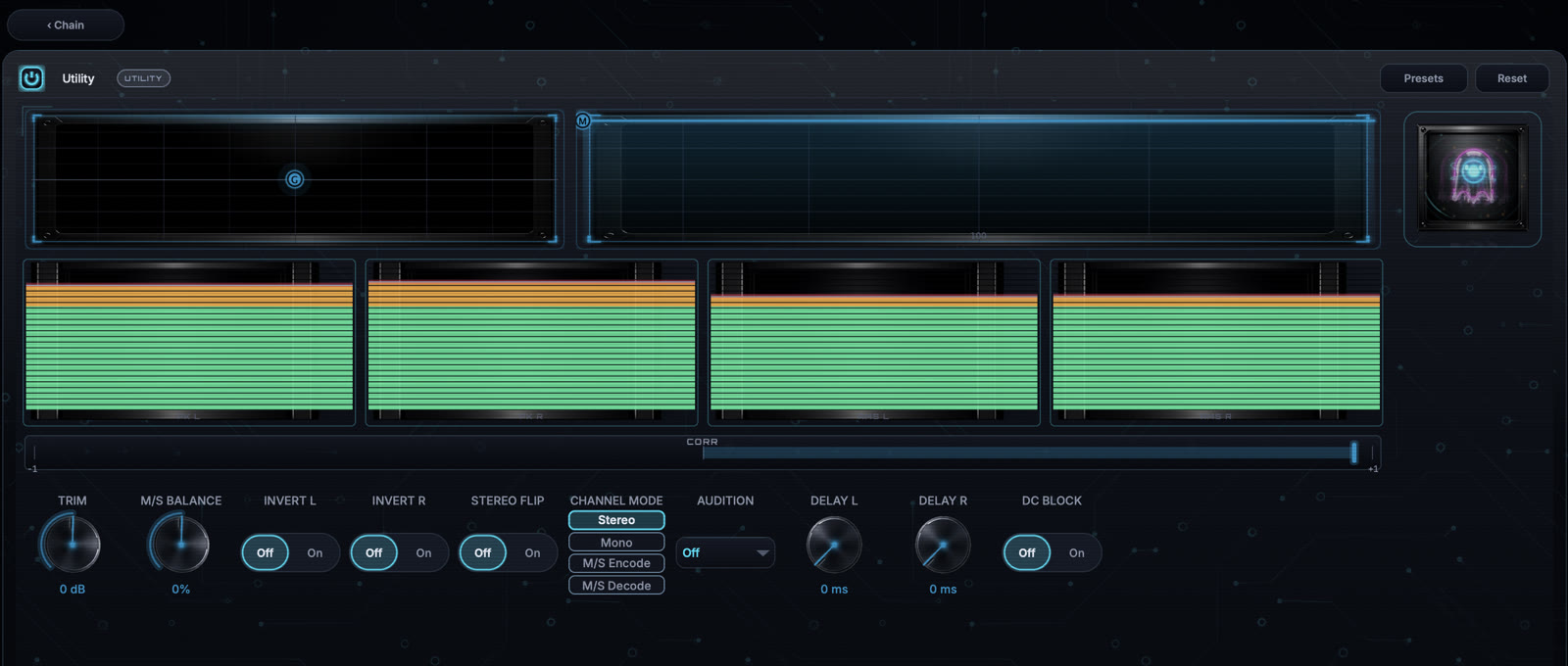 Utility module editor with the current image-based knob interface