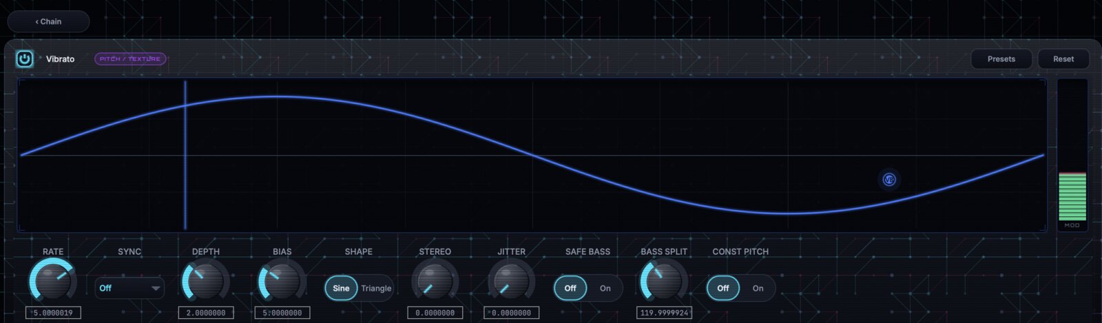 Vibrato module editor in GhostInTheMachine