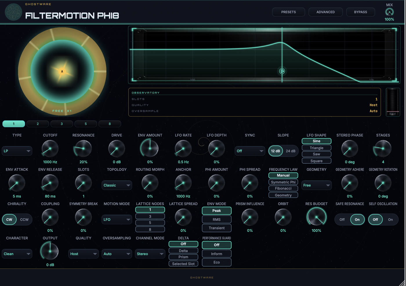 FilterMotion standalone plugin editor with teal image-based controls